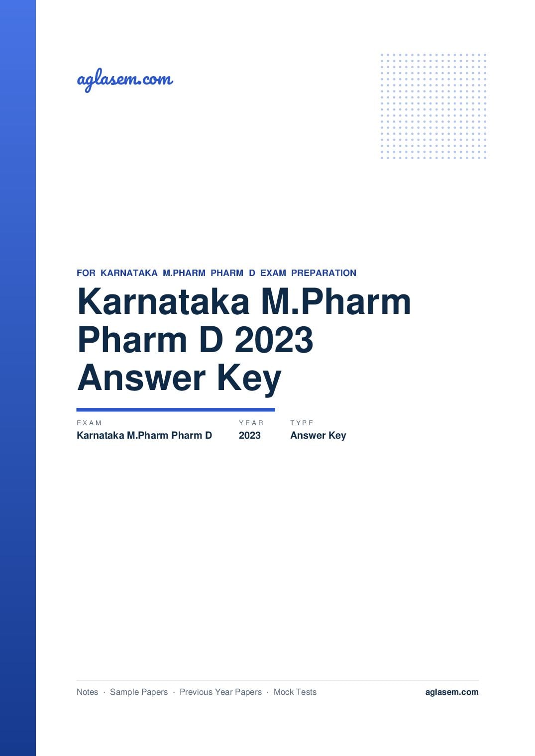 Karnataka M.Pharm Pharm D 2023 Answer Key - Page 1 of 2