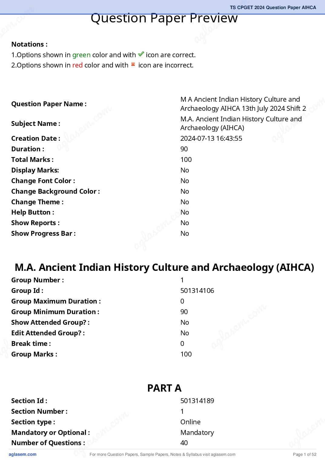 TS CPGET 2024 Question Paper PDF (45 Subjects, Answers Marked)