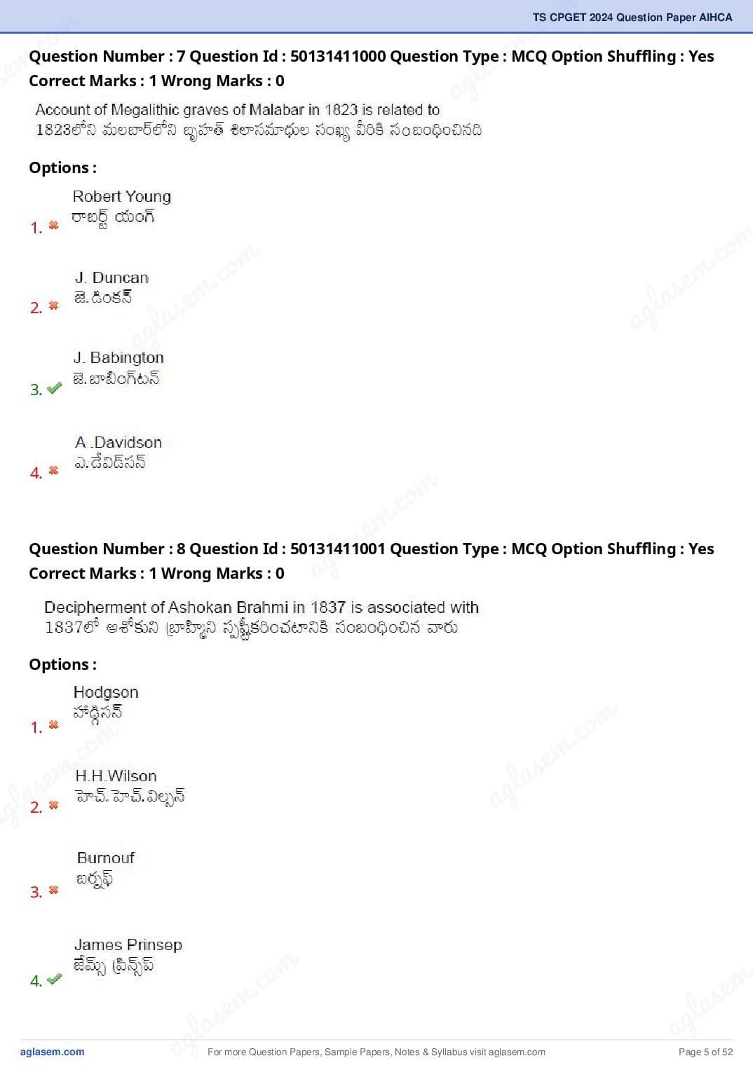 TS CPGET 2024 Question Paper PDF (45 Subjects, Answers Marked)