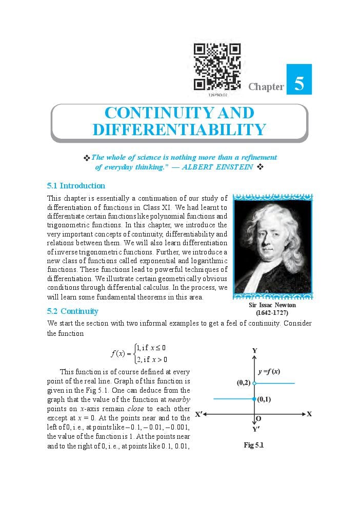 NCERT Book Class 12 Maths Chapter 5 Continuity and Differentiability - Page 1
