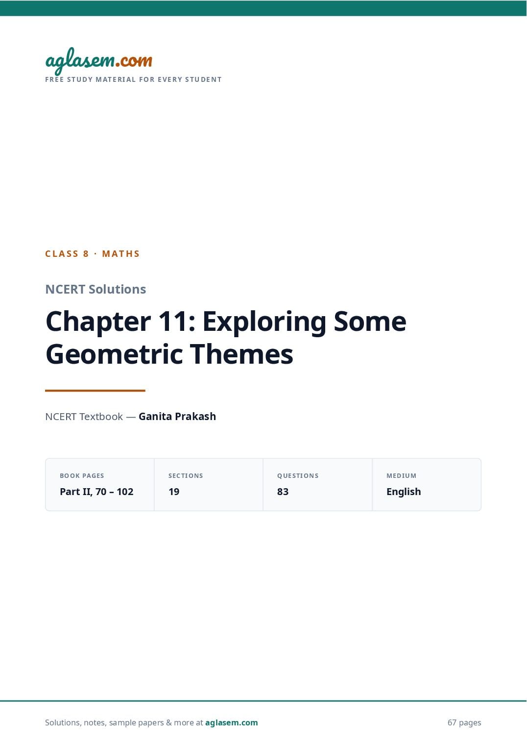 NCERT Solutions Class 8 Maths Chapter 11 Exploring Some Geometric Themes - Page 1 of 68