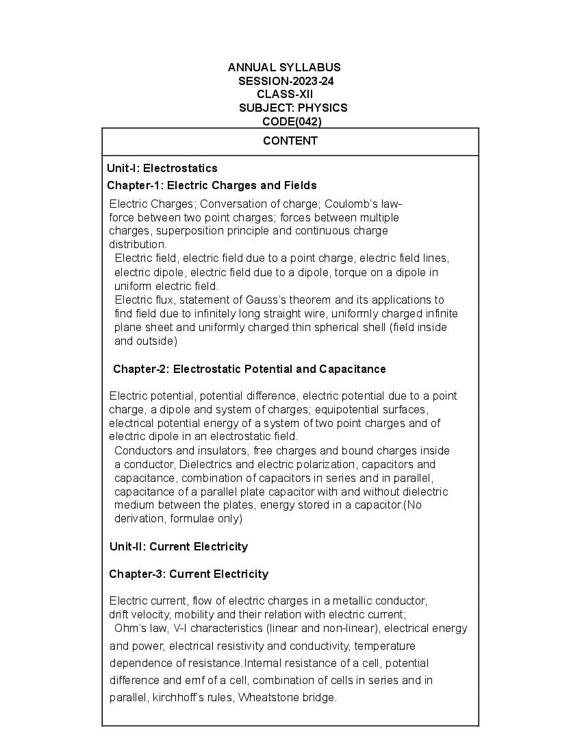 Edudel Syllabus Class 12 Physics - Page 1