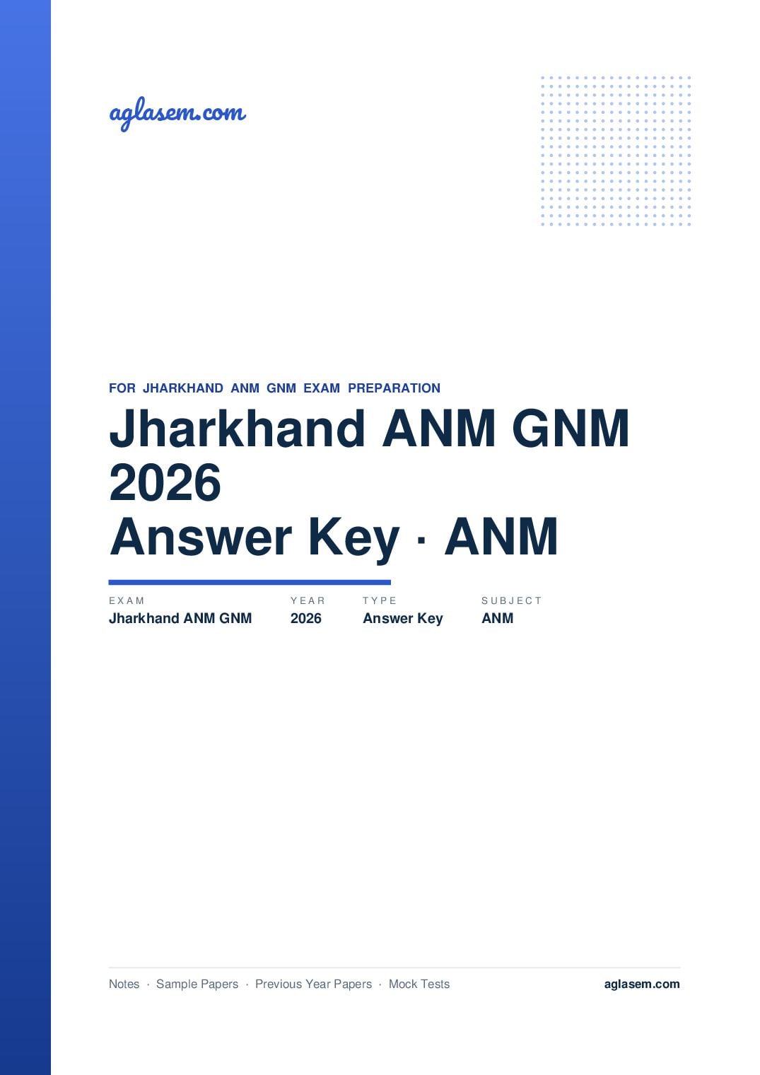 Jharkhand ANM GNM 2026 Answer Key ANM - Page 1 of 5