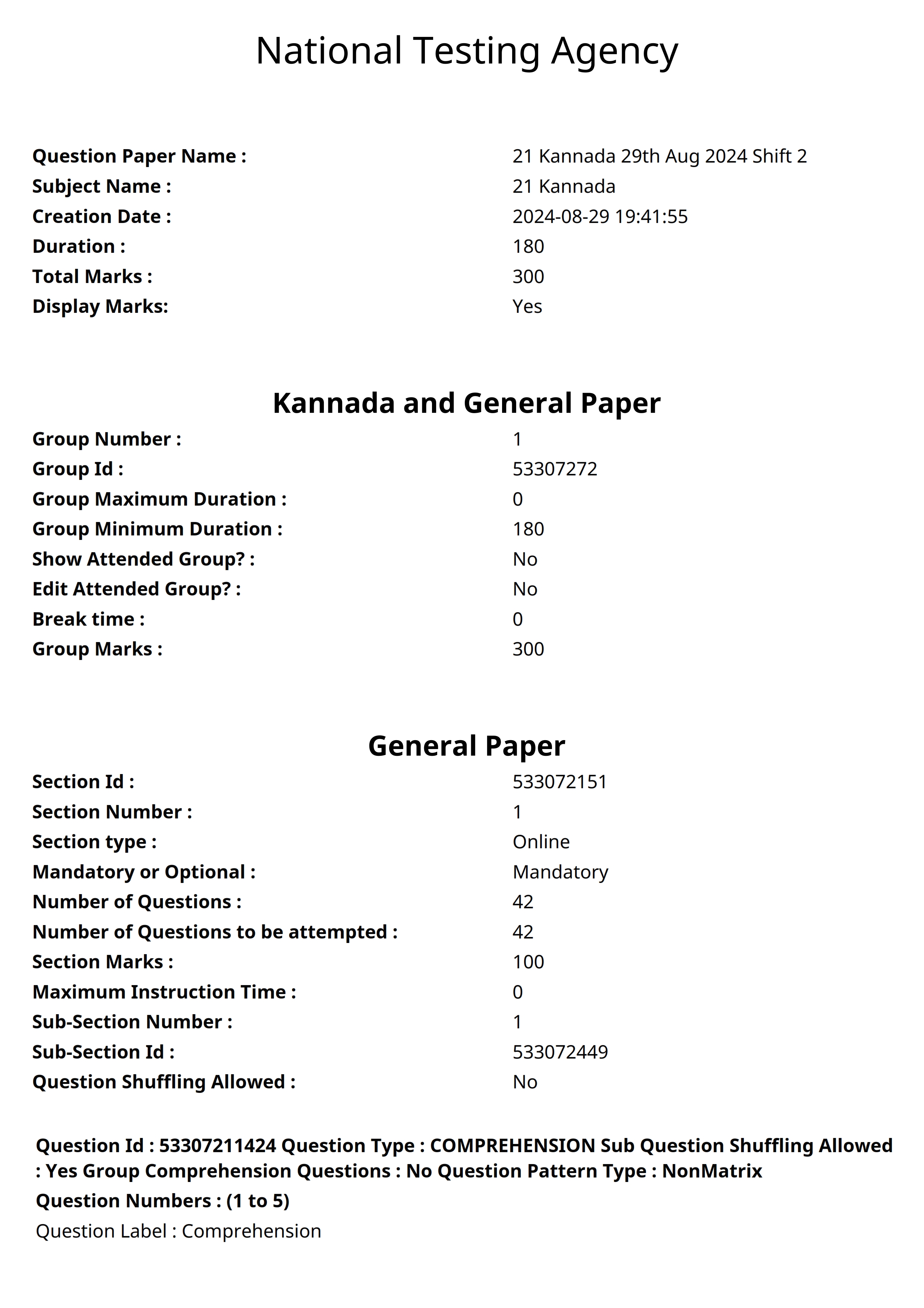 UGC NET 2024 Question Paper Kannada - Page 1