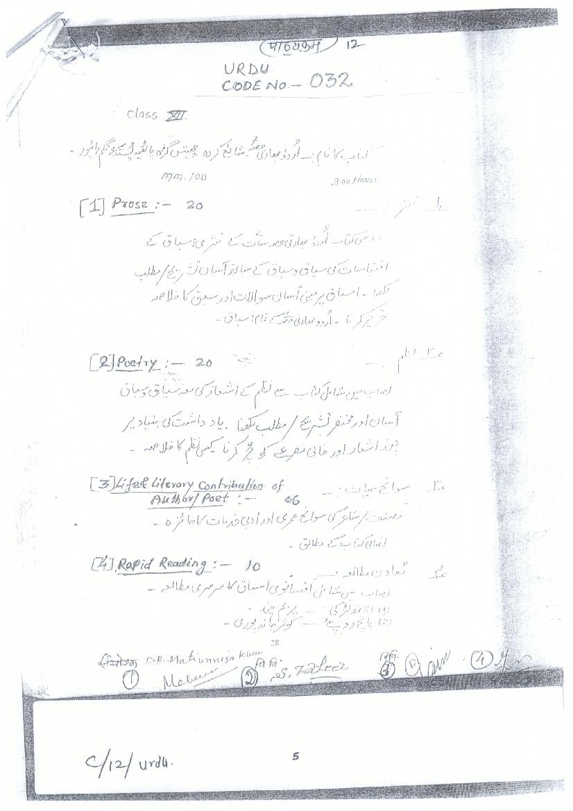 CG Board 12th Syllabus 2024 Urdu - Page 1