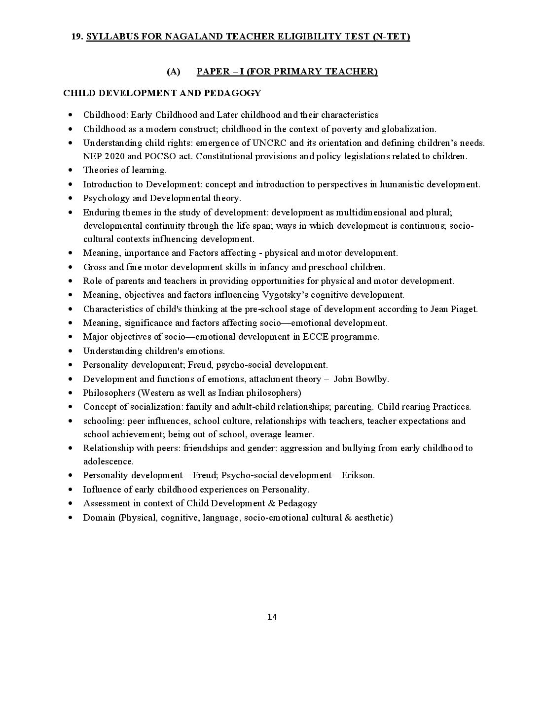 Nagaland TET 2026 Syllabus - Page 1 of 11