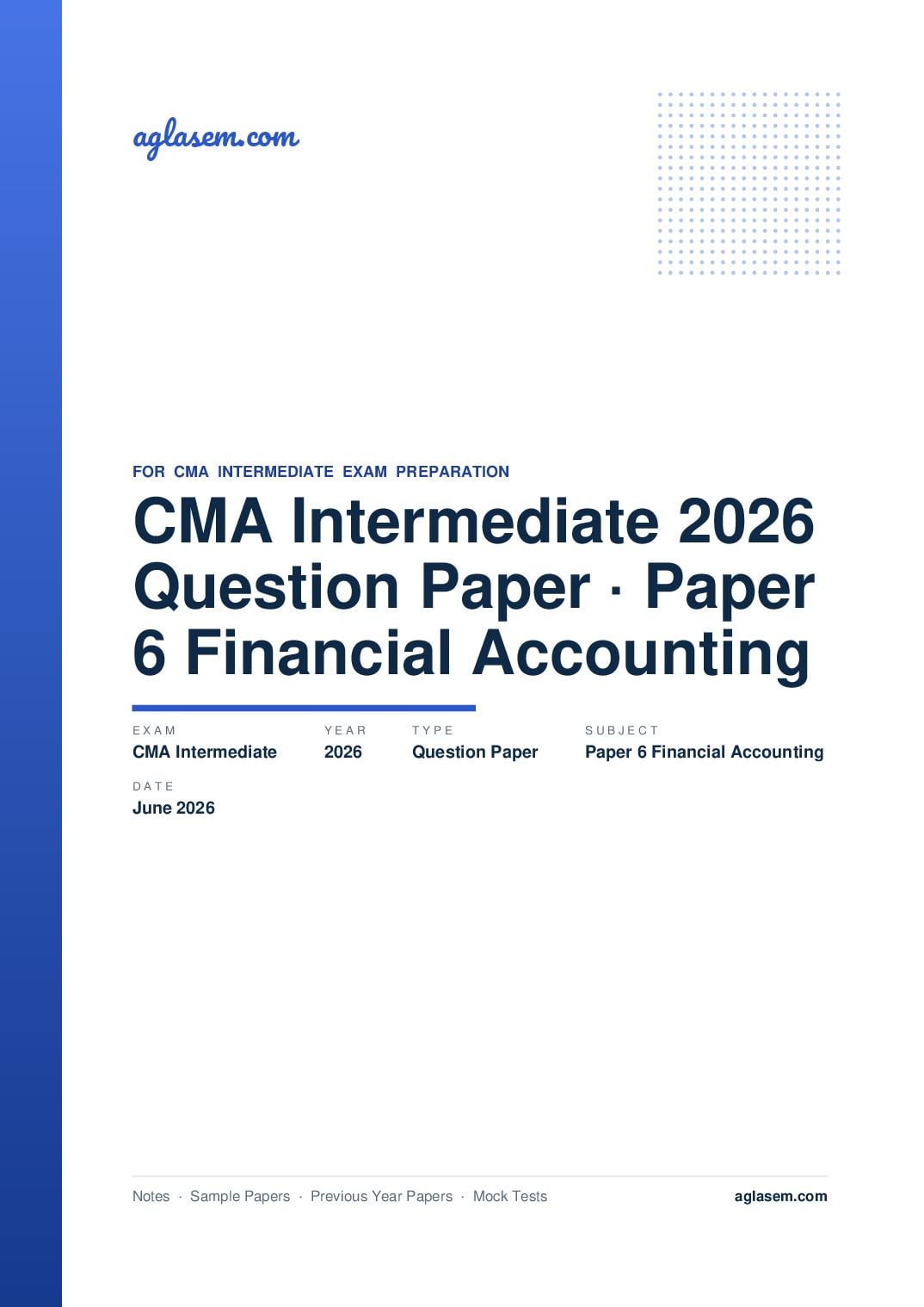 CMA Intermediate June 2026 Question Paper Paper 6 Financial Accounting - Page 1 of 9