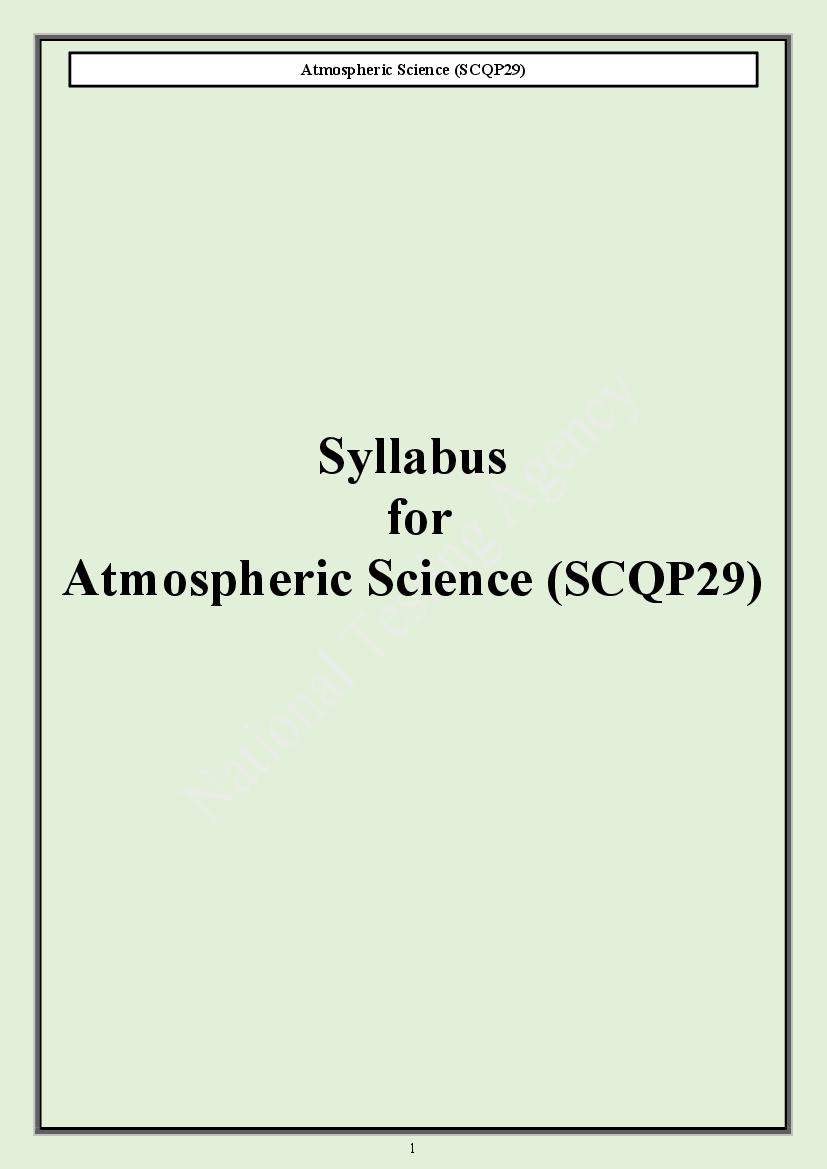 CUET PG 2024 Syllabus Atmospheric Science - Page 1