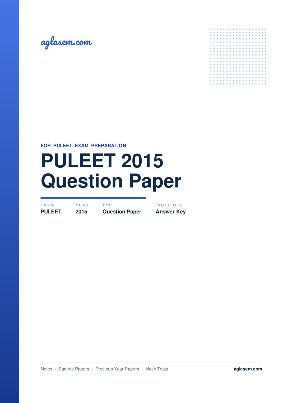 PULEET 2015 Question Paper with Answer Key - Page 1 of 11