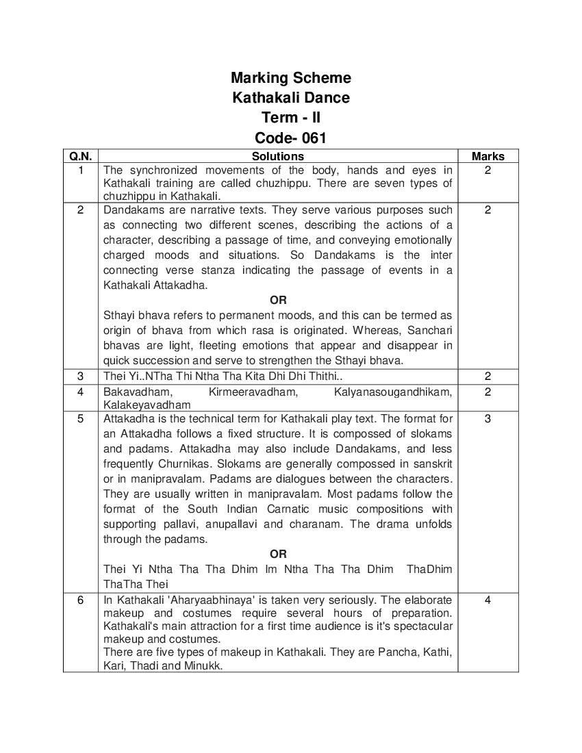CBSE Class 12 Marking Scheme 2022 for Kathakali Term 2 - Page 1