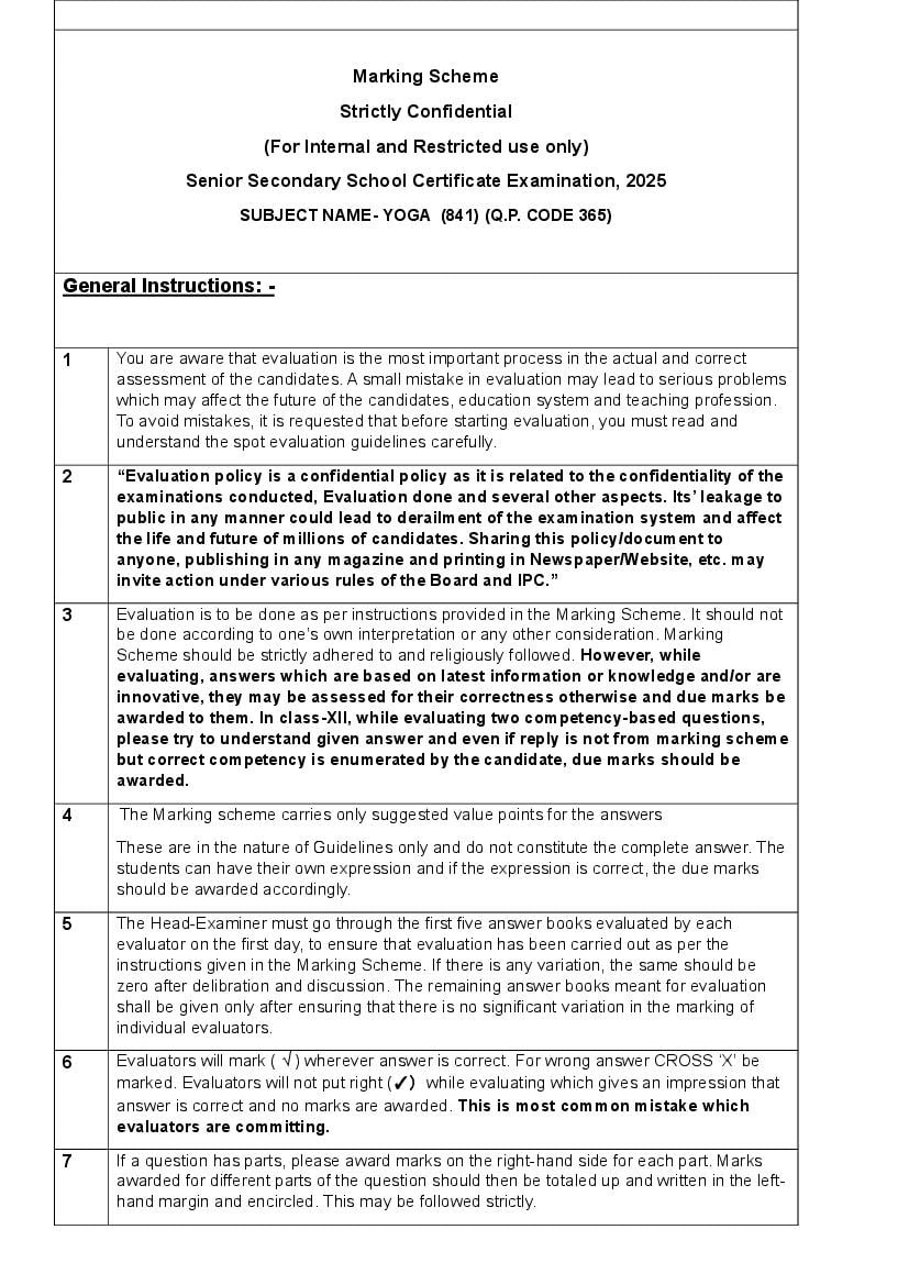 CBSE Class 12 Question Paper 2025 Solution Yoga - Page 1