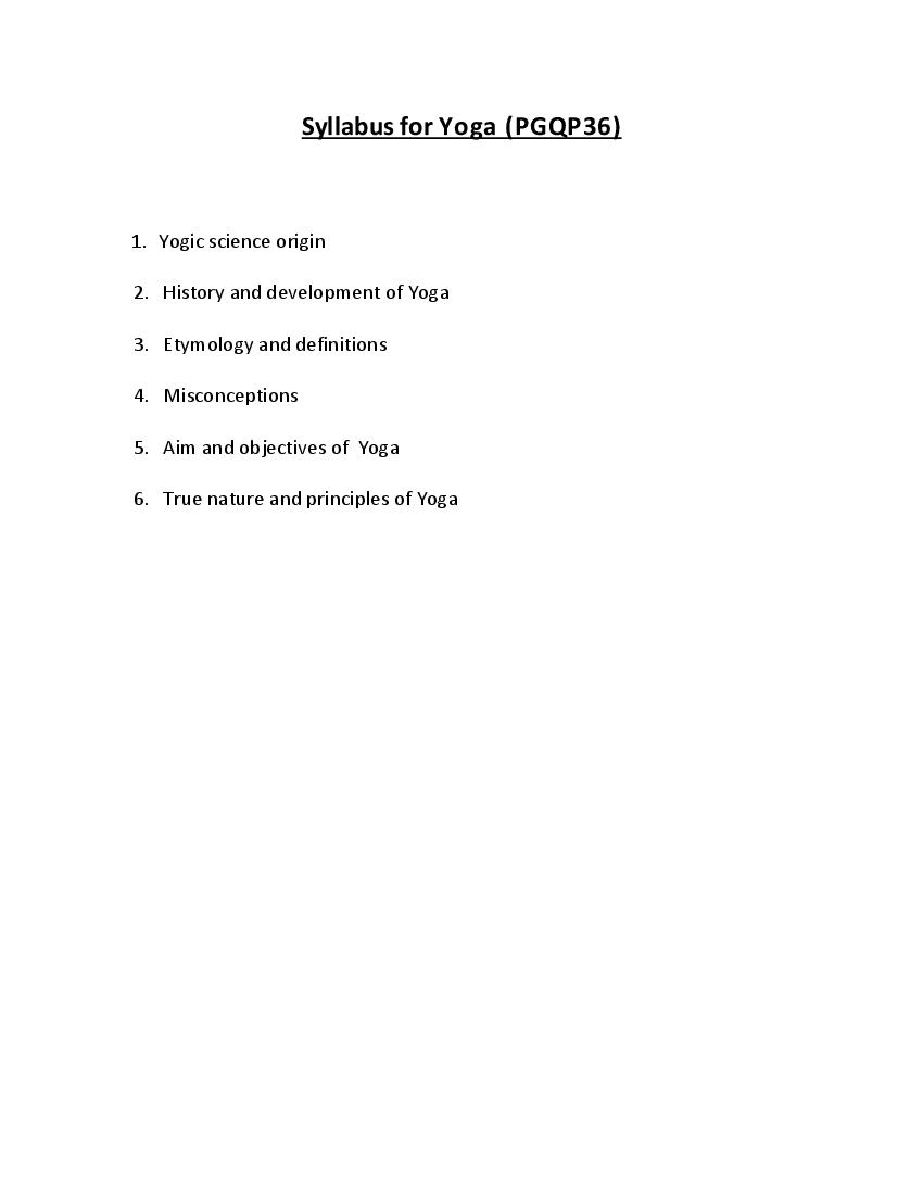 CUET PG 2022 Syllabus PGQP36 Yoga - Page 1