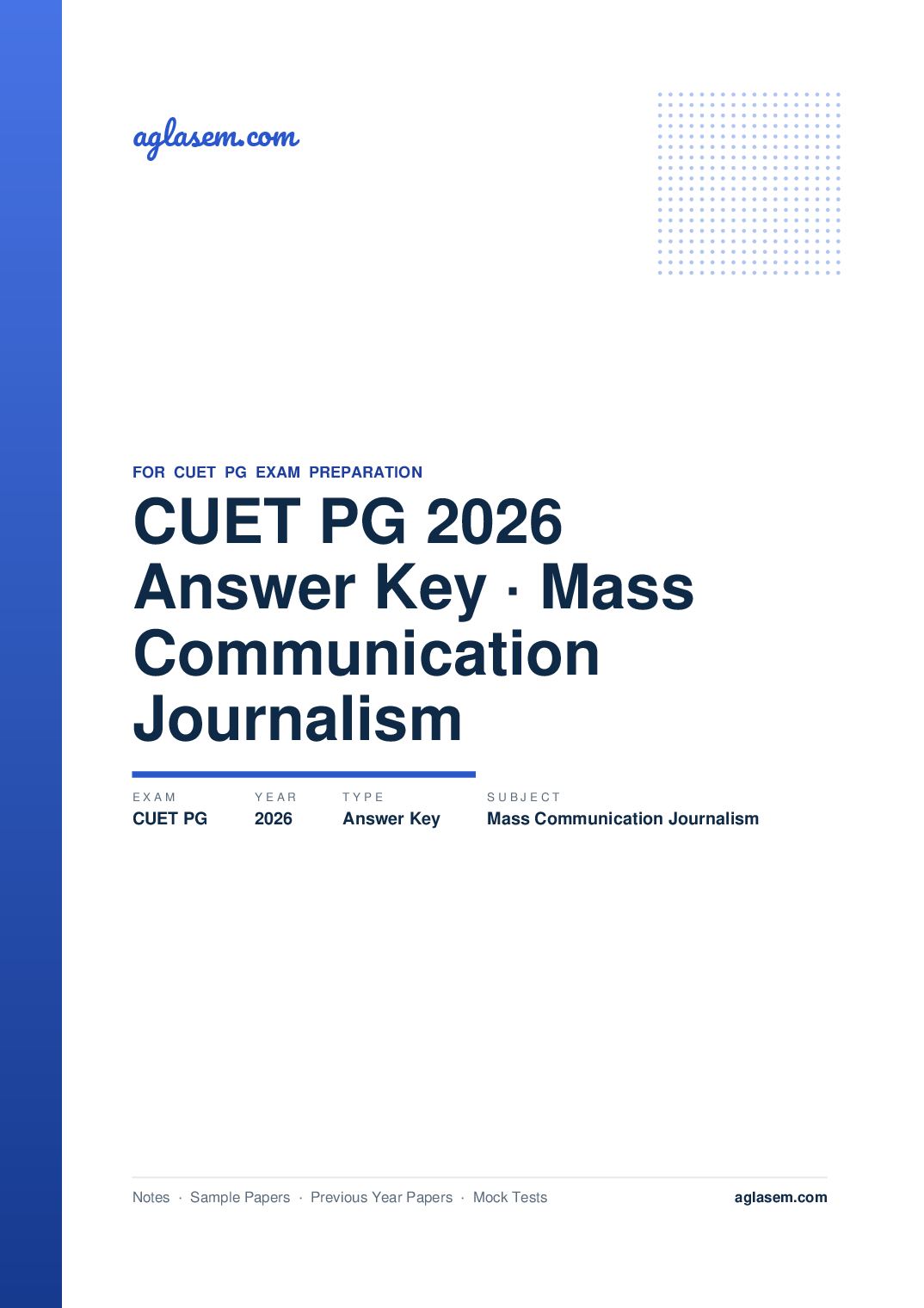 CUET PG 2026 Answer Key Mass Communication and Journalism - Page 1 of 4