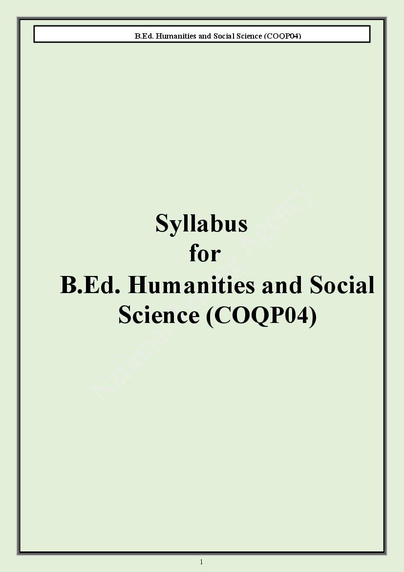 CUET PG 2024 Syllabus B.Ed Humanities and Social Science - Page 1