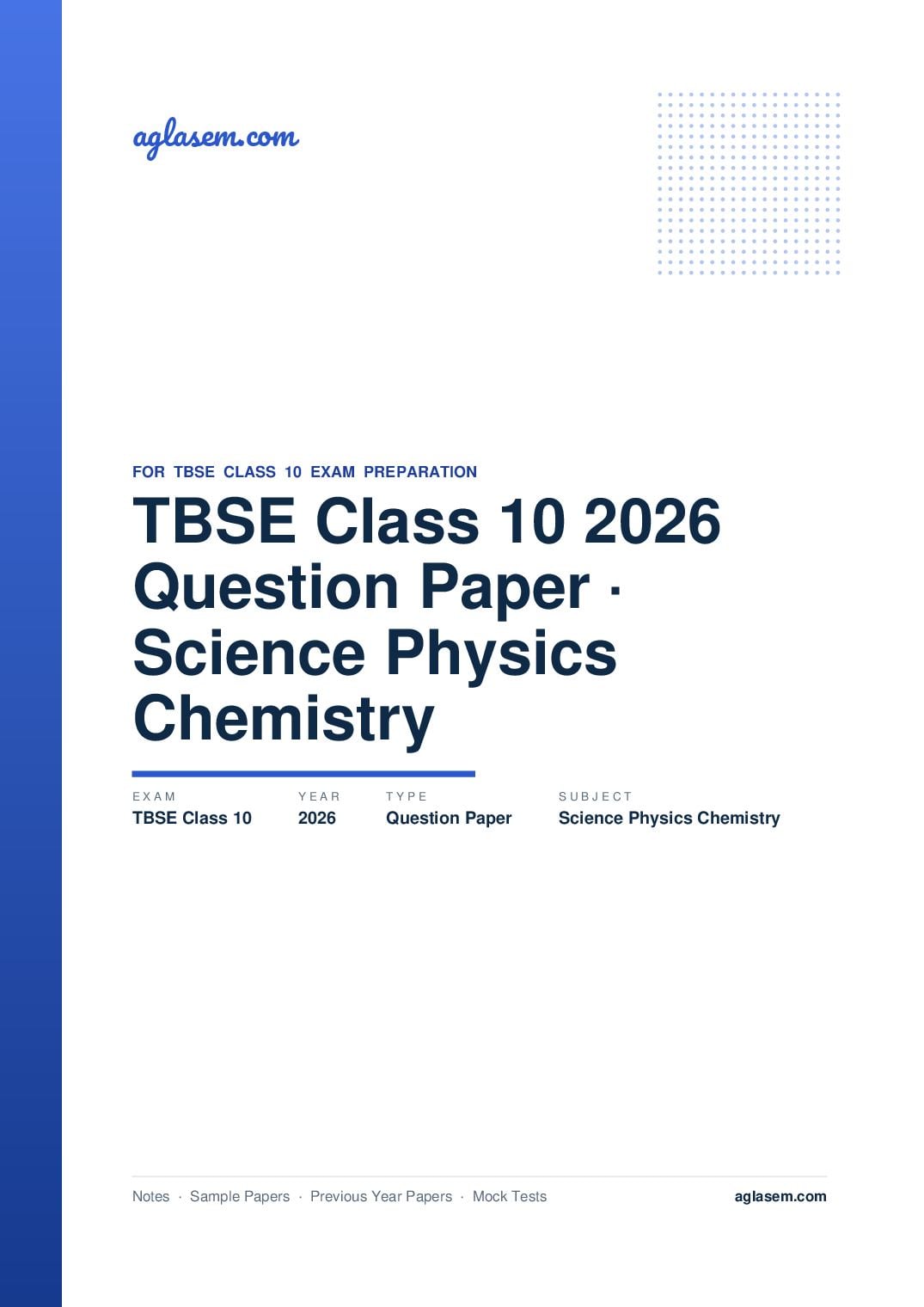 TBSE Class 10 Question Paper 2026 Science Physics Chemistry - Page 1 of 5