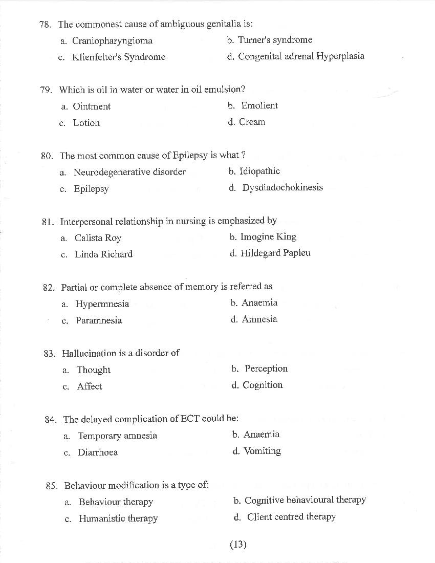 HP M.Sc Nursing 2021 Question Paper PDF with Answer Key