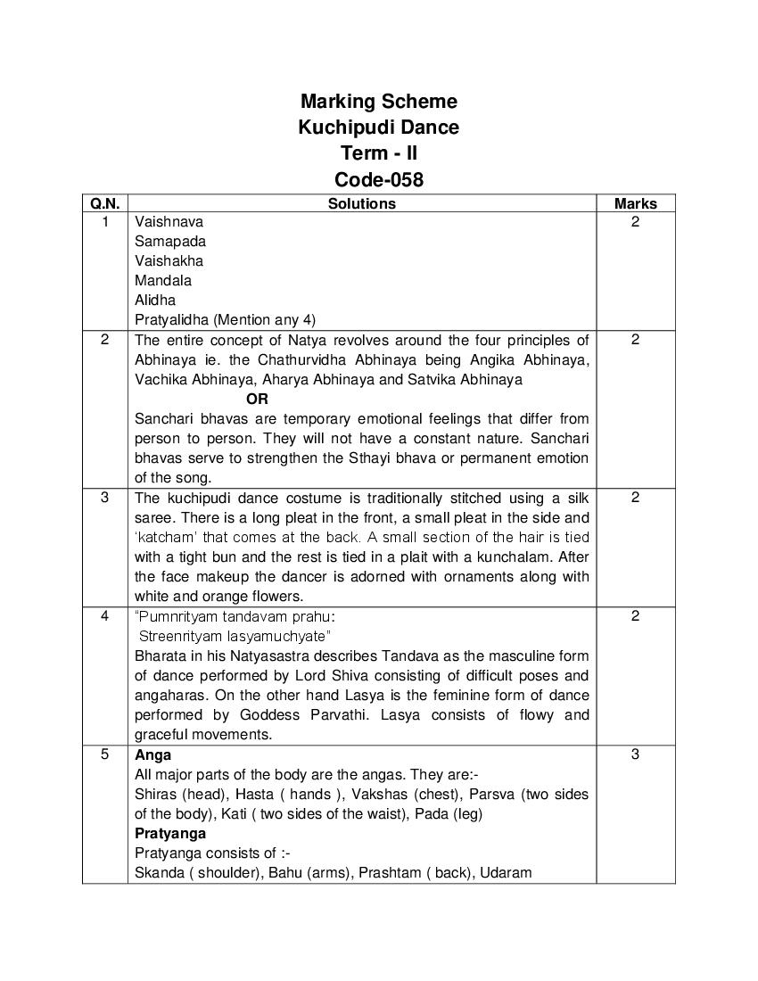 CBSE Class 12 Marking Scheme 2022 for Khuchipudi Term 2 - Page 1