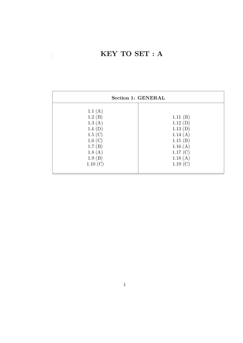 NEST Exam 2011 Answer Key - Page 1