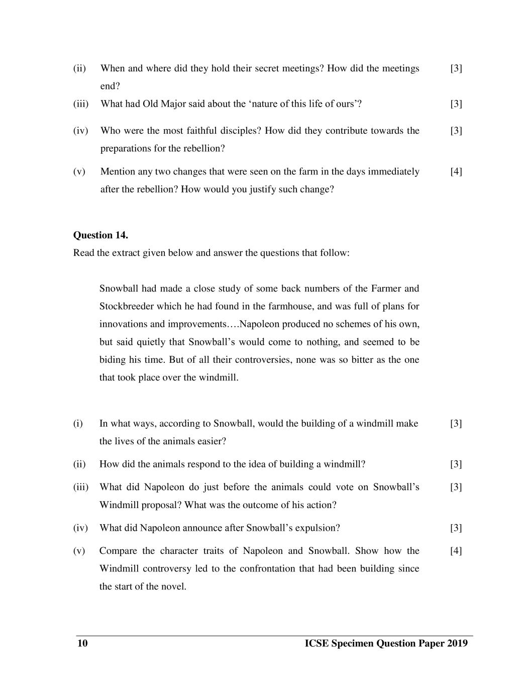 ICSE Class 10 Literature In English Paper 2 Sample Paper 2020 