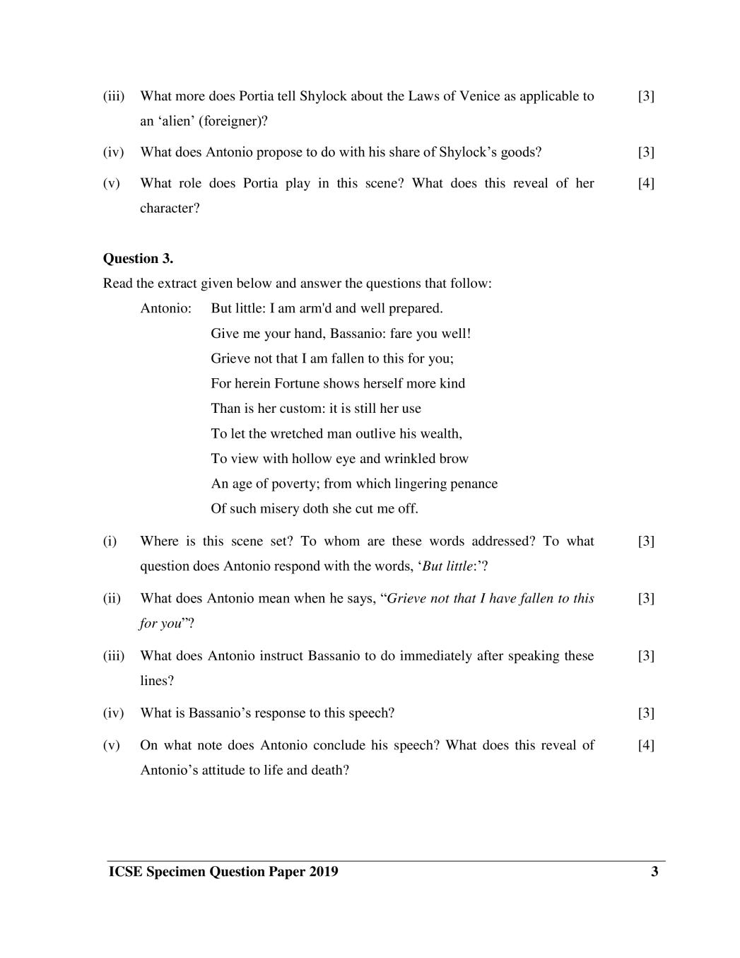 ICSE Class 10 Literature in English (Paper – 2) Sample Paper 2020 ...