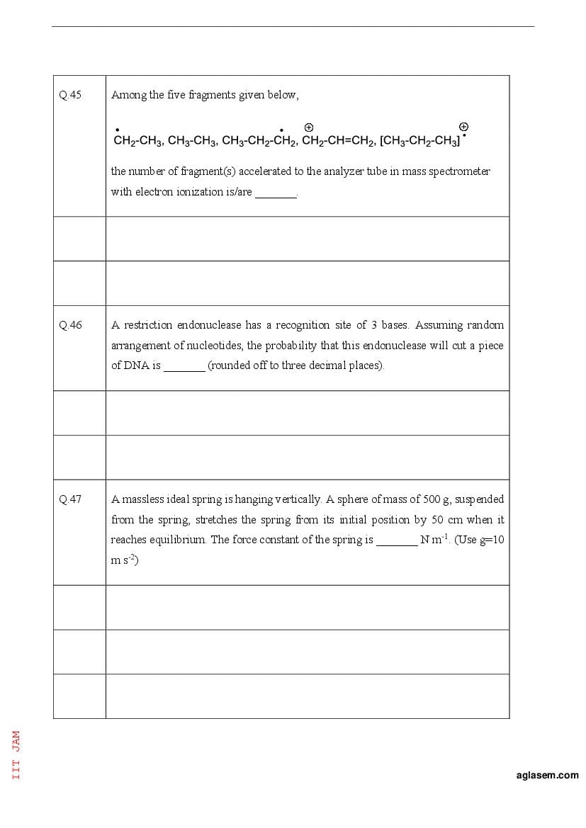 IIT JAM 2023 Question Papers PDF with Answer Keys (7 Papers)