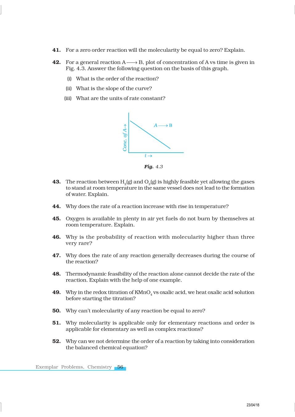 NCERT Exemplar Class 12 Chemistry Chapter 4 Chemical Kinetics