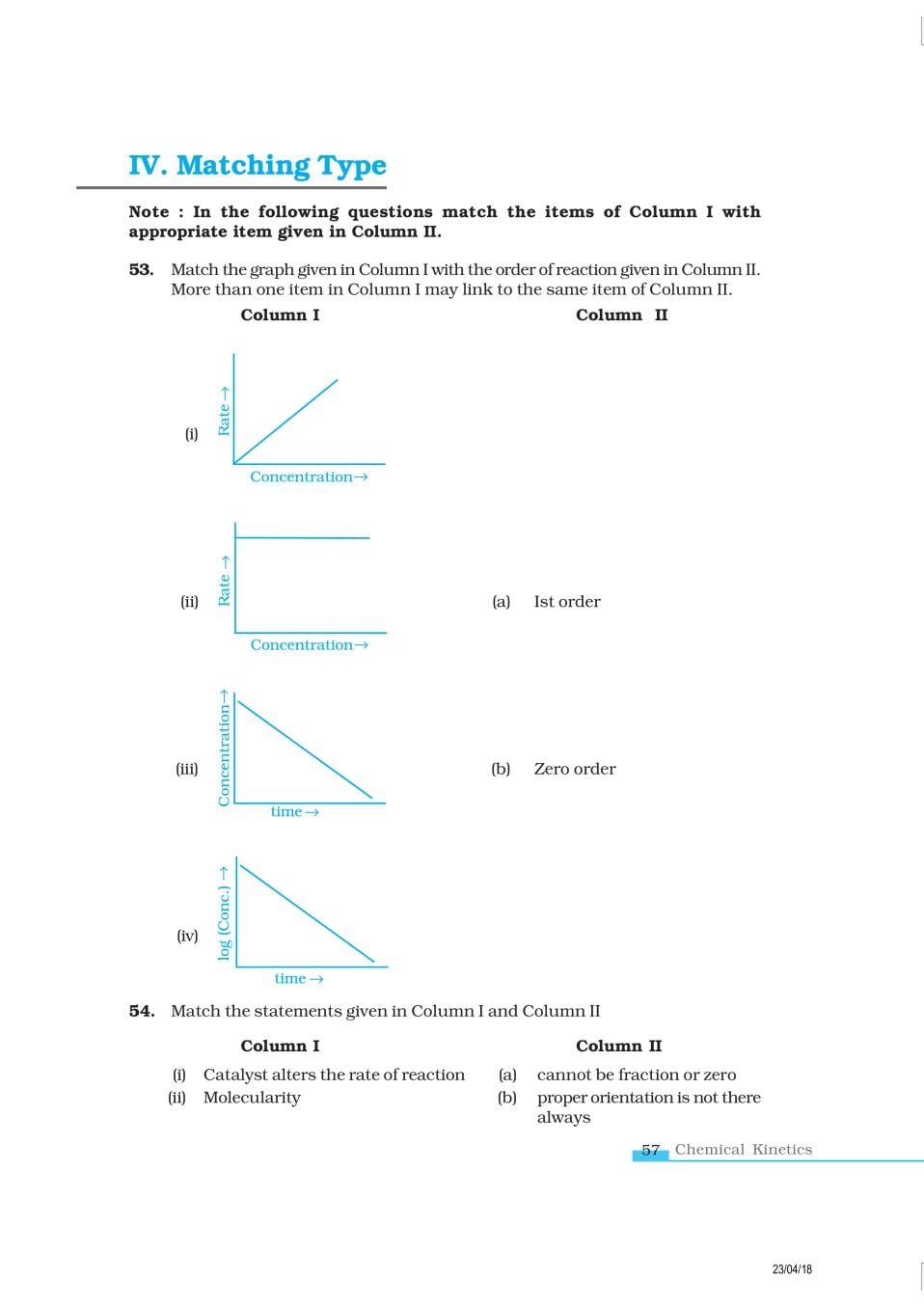 NCERT Exemplar Class 12 Chemistry Chapter 4 Chemical Kinetics