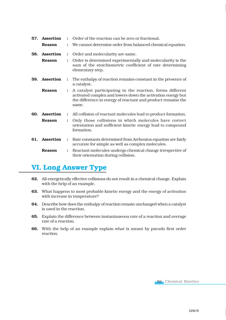 NCERT Exemplar Class 12 Chemistry Chapter 4 Chemical Kinetics