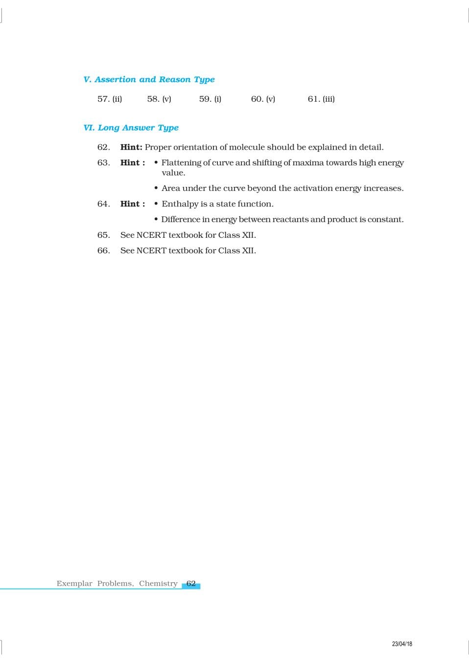NCERT Exemplar Class 12 Chemistry Chapter 4 Chemical Kinetics