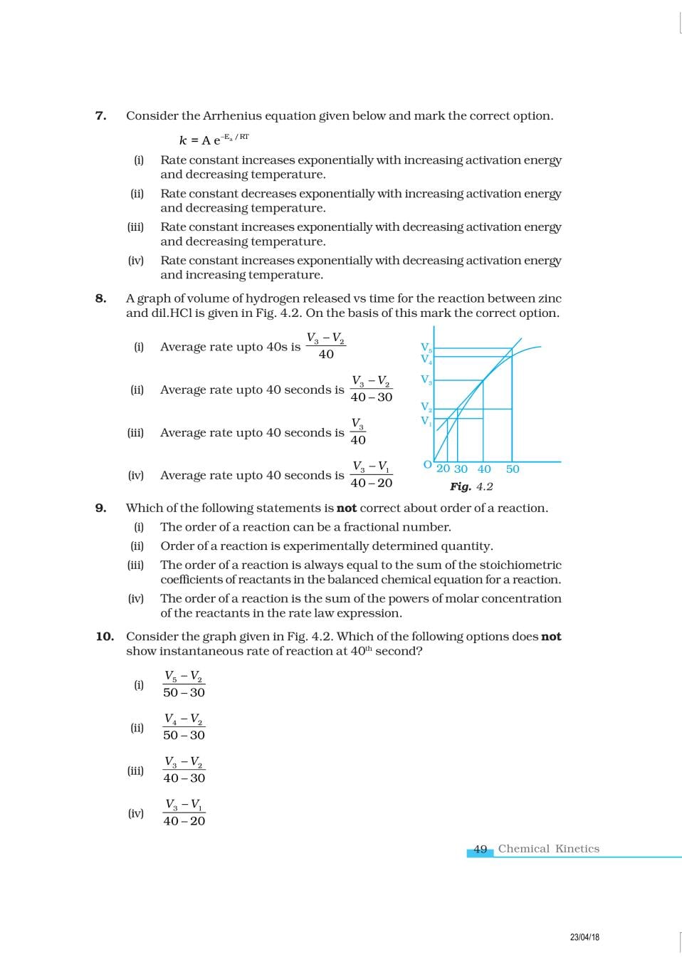 NCERT Exemplar Class 12 Chemistry Chapter 4 Chemical Kinetics