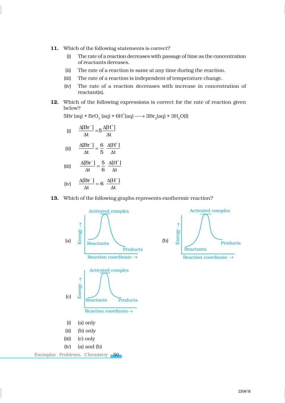 NCERT Exemplar Class 12 Chemistry Chapter 4 Chemical Kinetics