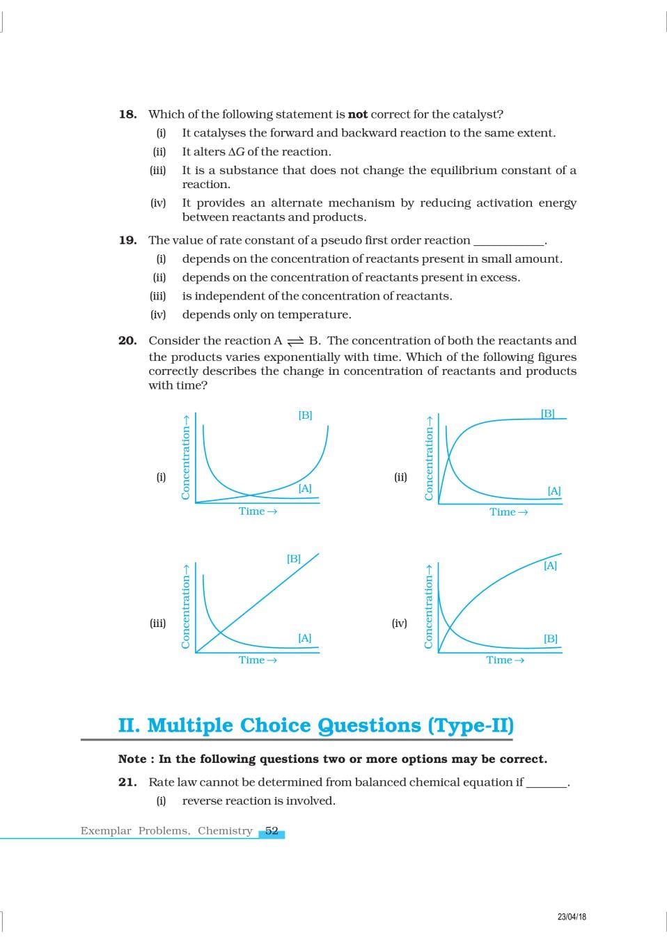 NCERT Exemplar Class 12 Chemistry Chapter 4 Chemical Kinetics
