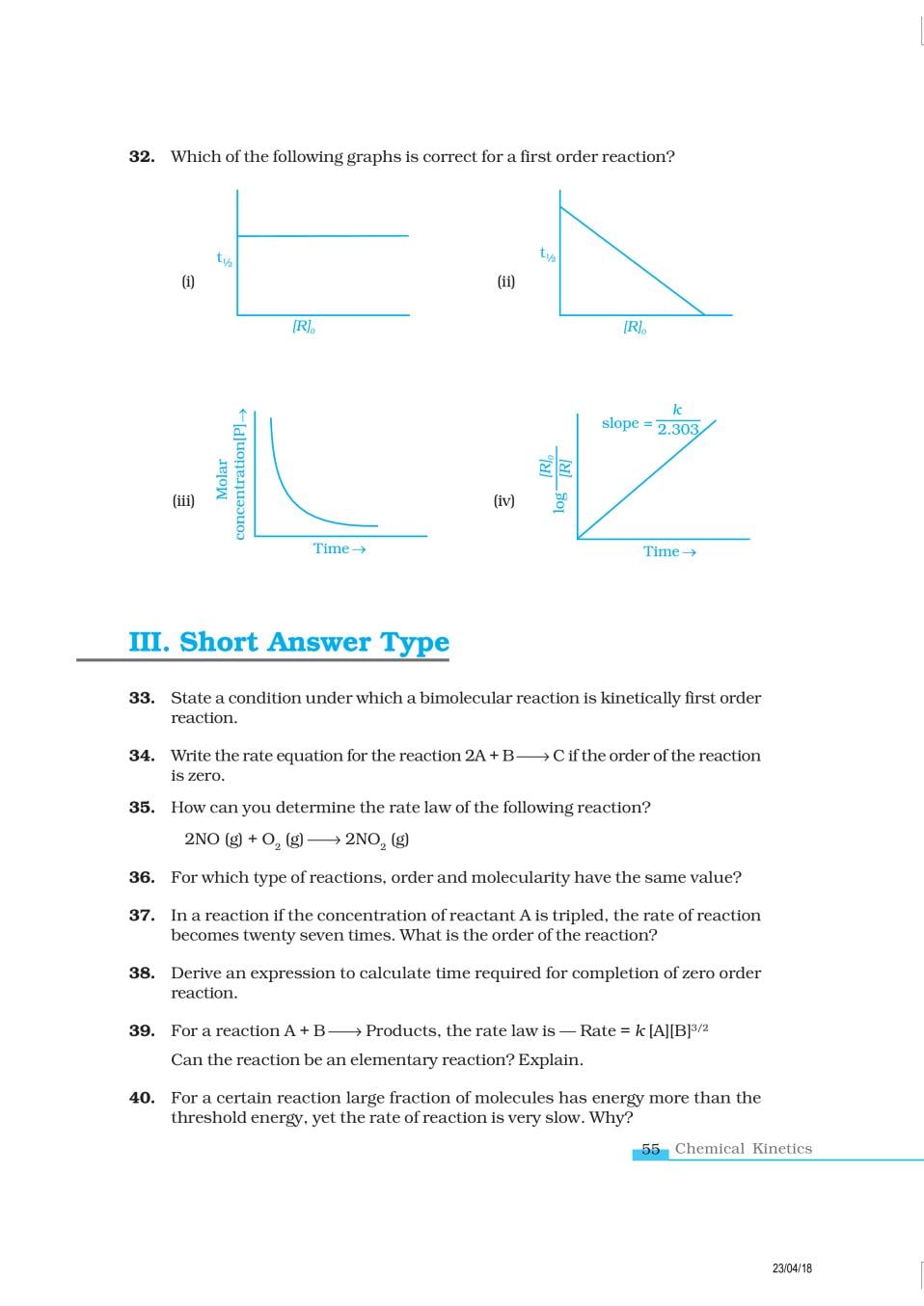 NCERT Exemplar Class 12 Chemistry Chapter 4 Chemical Kinetics
