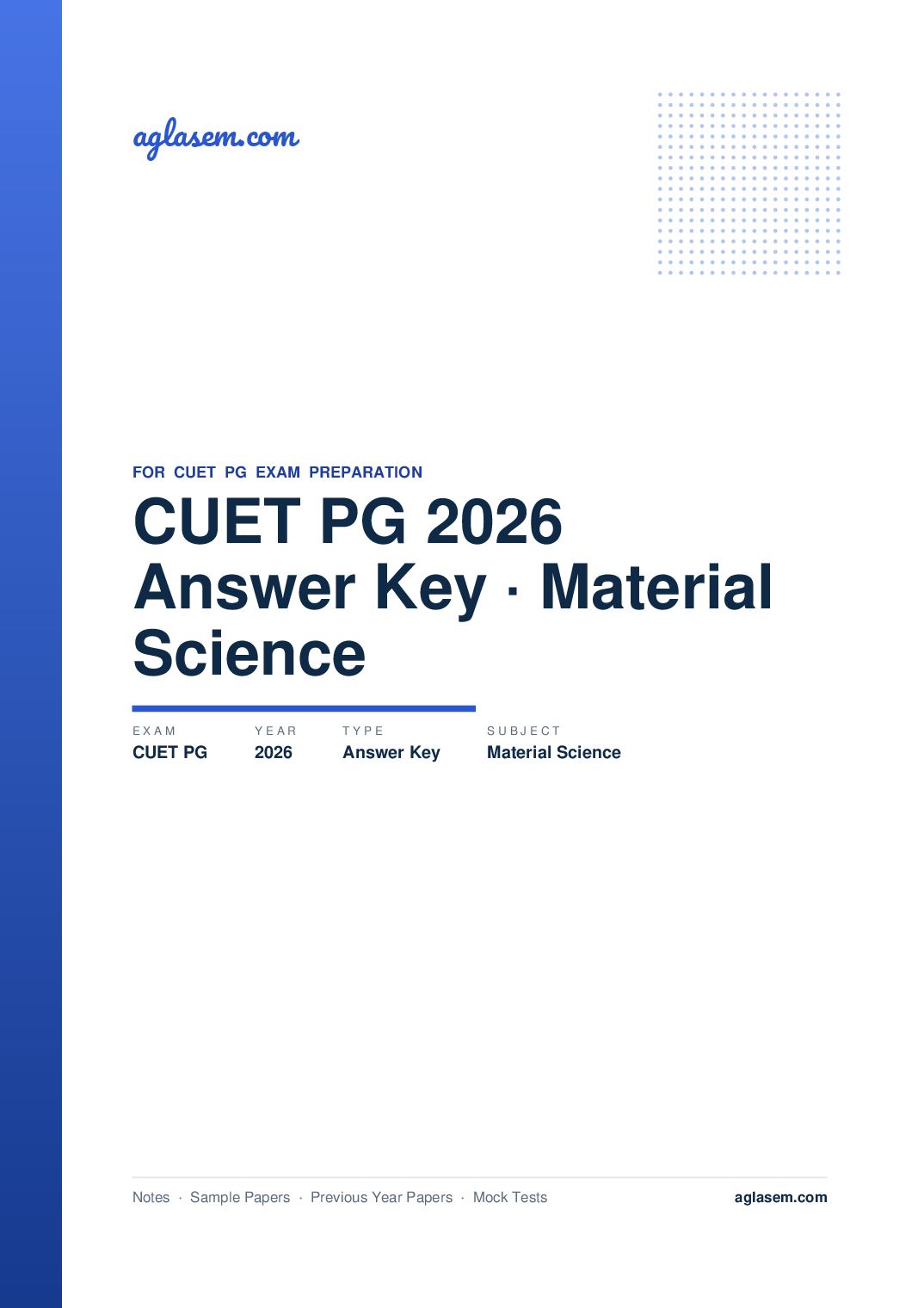 CUET PG 2026 Answer Key Material Science - Page 1 of 2