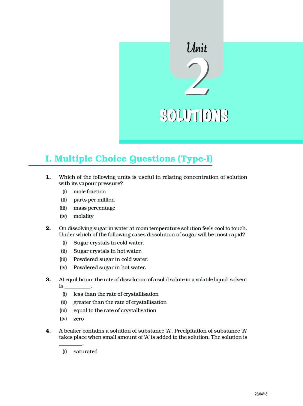 NCERT Exemplar Class 12 Chemistry Unit 2 Solutions - Page 1