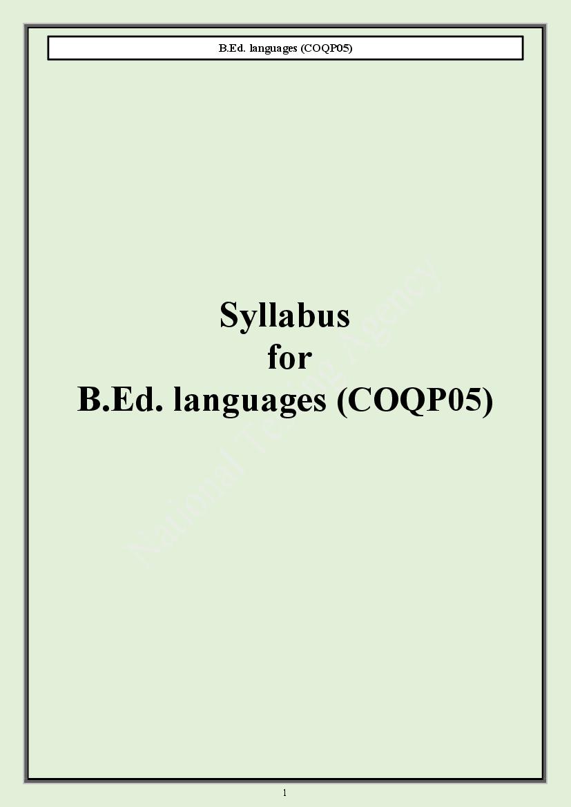 CUET PG 2024 Syllabus B.Ed Languages - Page 1