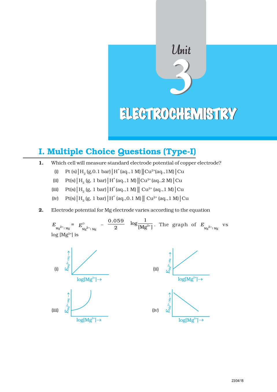 NCERT Exemplar Class 12 Chemistry Unit 3 Electrochemistry - Page 1