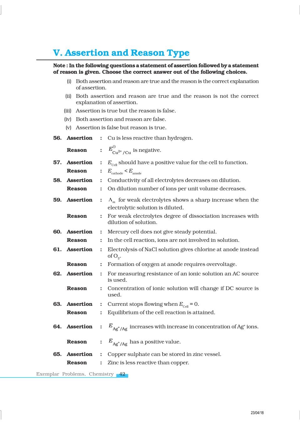 NCERT Exemplar Class 12 Chemistry Chapter 3 Electrochemistry