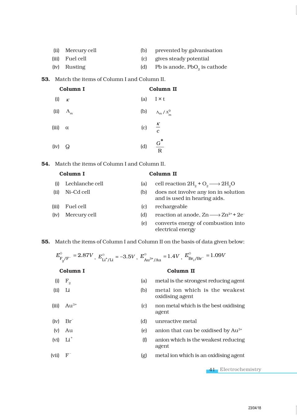 NCERT Exemplar Class 12 Chemistry Chapter 3 Electrochemistry