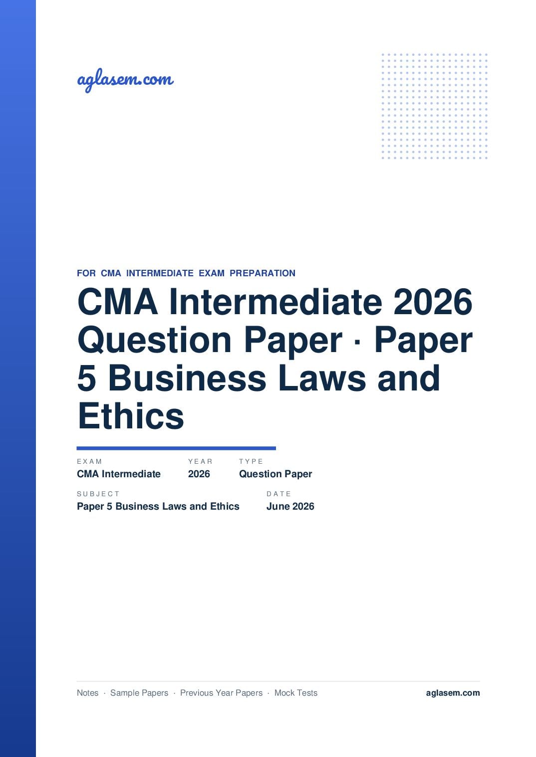 CMA Intermediate June 2026 Question Paper Paper 5 Business Laws and Ethics - Page 1 of 5
