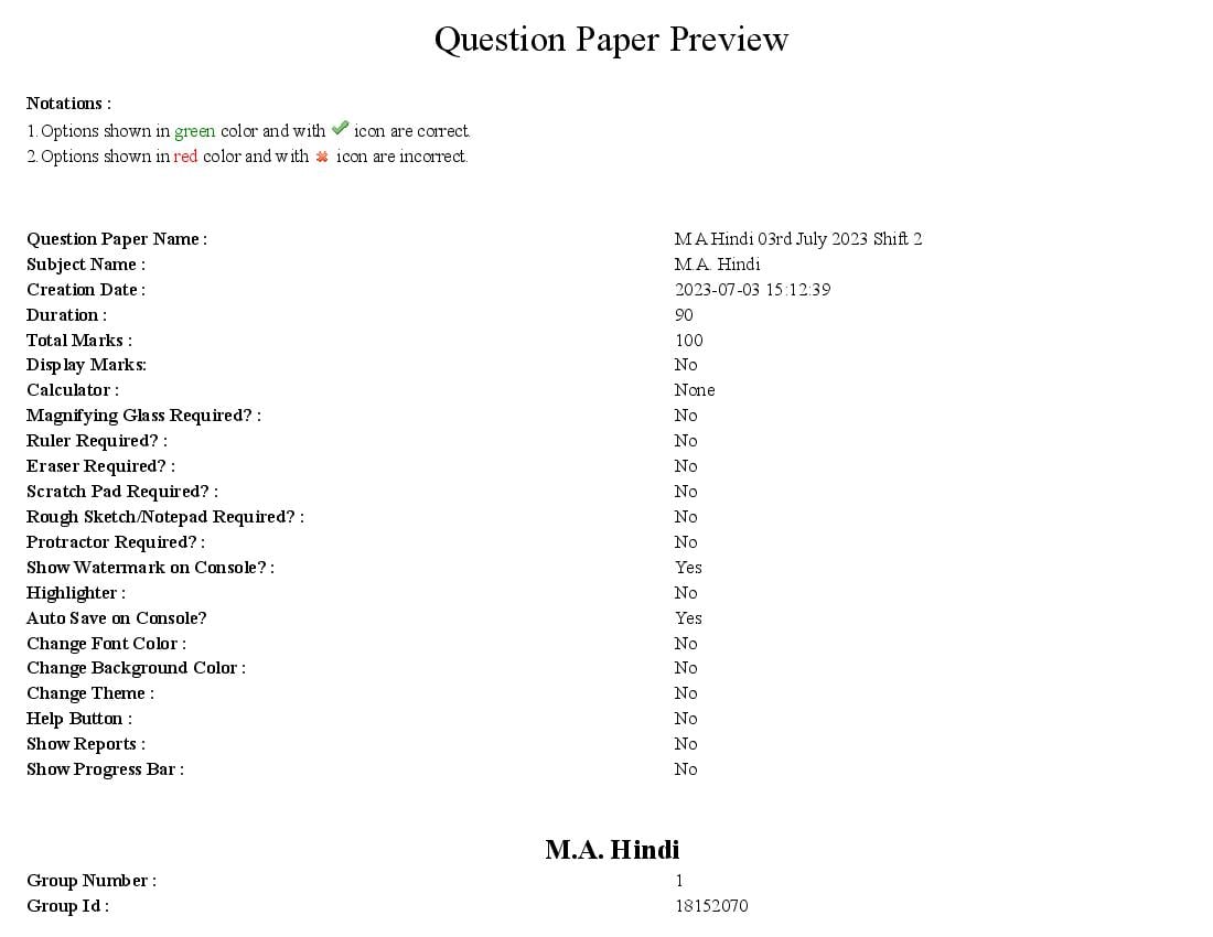 TS CPGET 2023 Question Paper MA Hindi - Page 1
