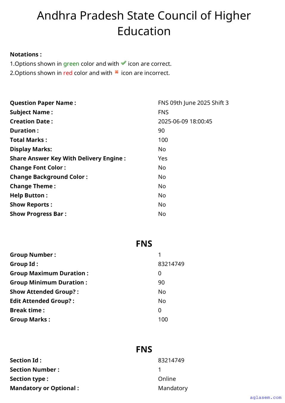 AP PGCET 2025 Question Paper with Answer Key FNS - Page 1 of 66