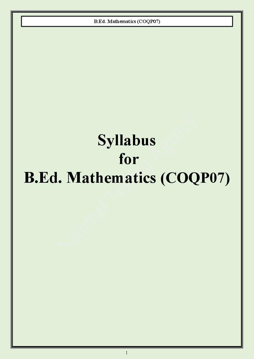 CUET PG 2024 Syllabus B.Ed Mathematics - Page 1