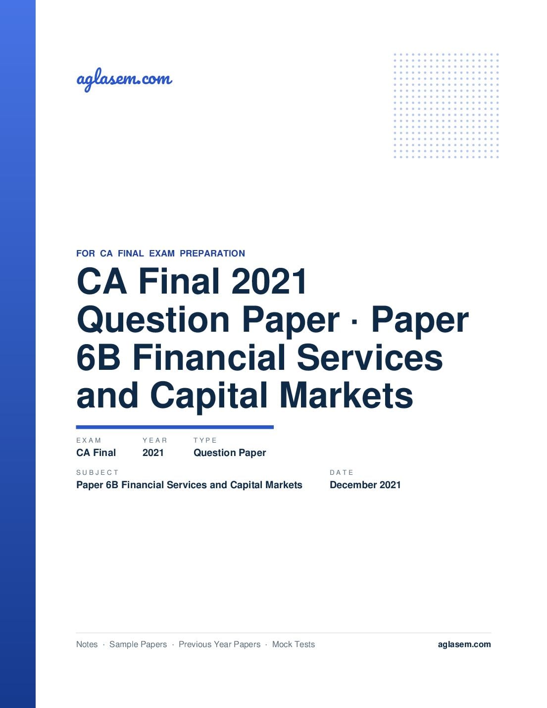 CA Final December 2021 Question Paper Paper 6B Financial Services and Capital Markets - Page 1 of 32