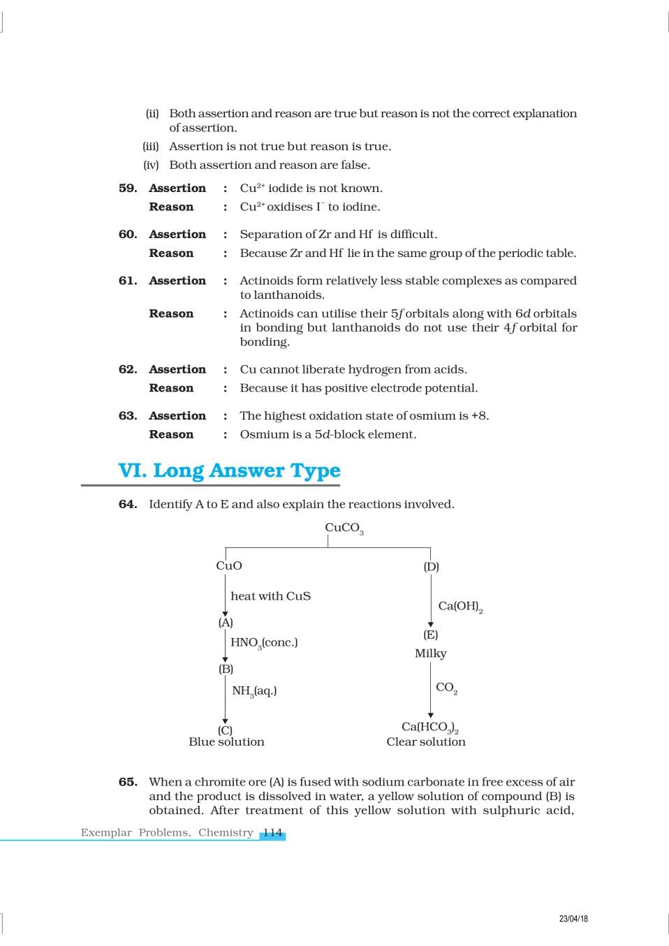 NCERT Exemplar Class 12 Chemistry Chapter 8 The d- and f- Block Elements