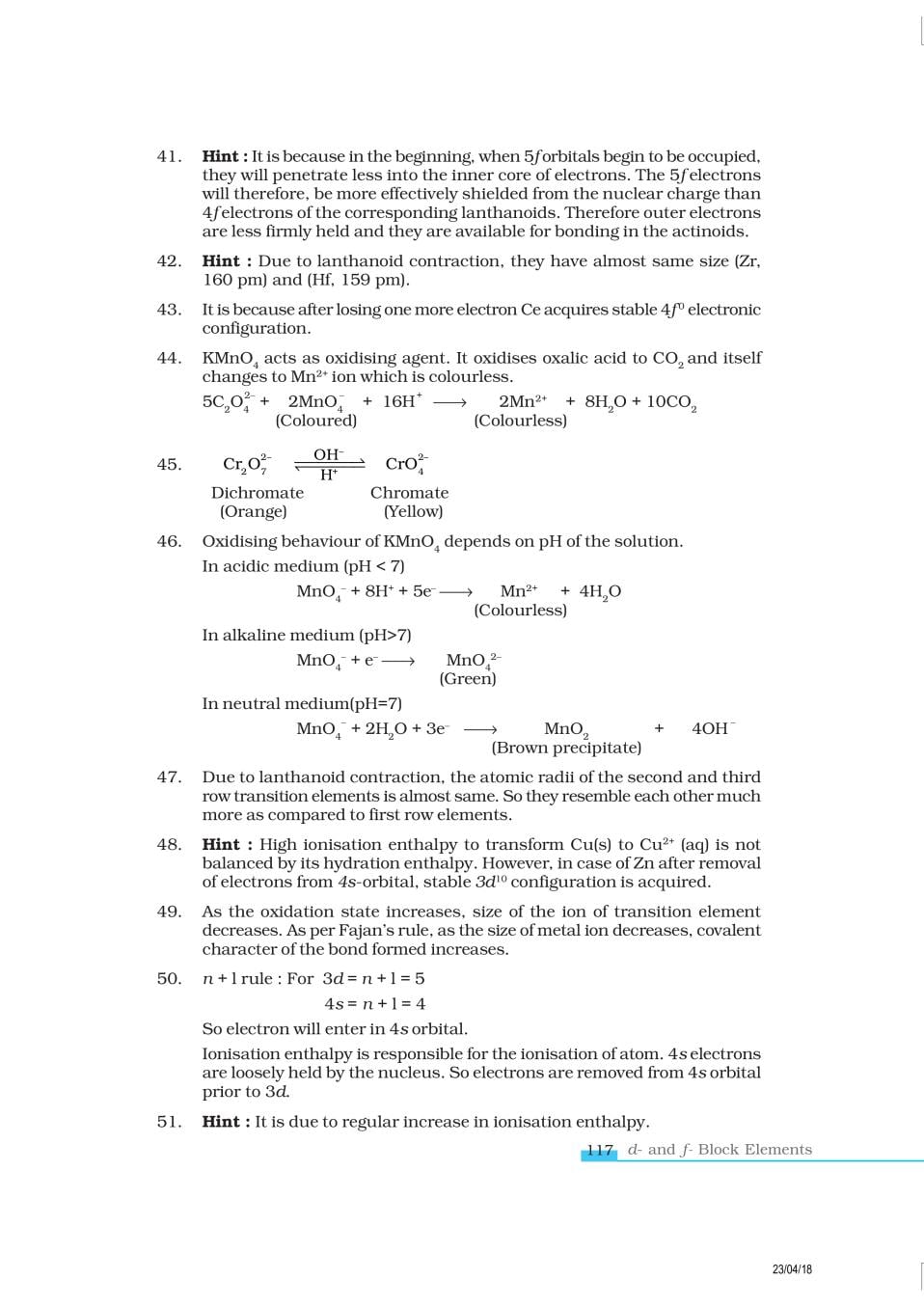 NCERT Exemplar Class 12 Chemistry Chapter 8 The d- and f- Block Elements