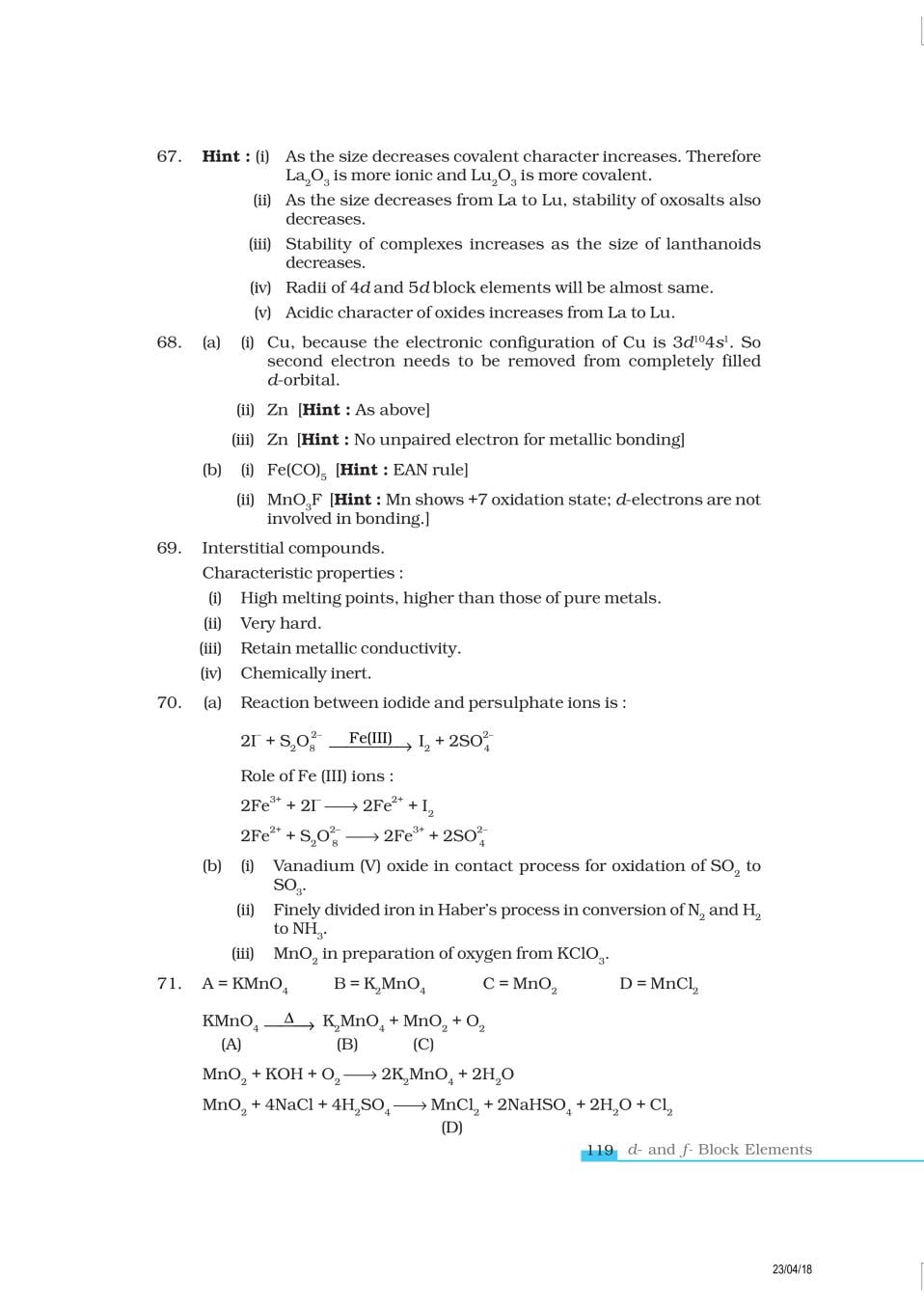 NCERT Exemplar Class 12 Chemistry Chapter 8 The d- and f- Block Elements