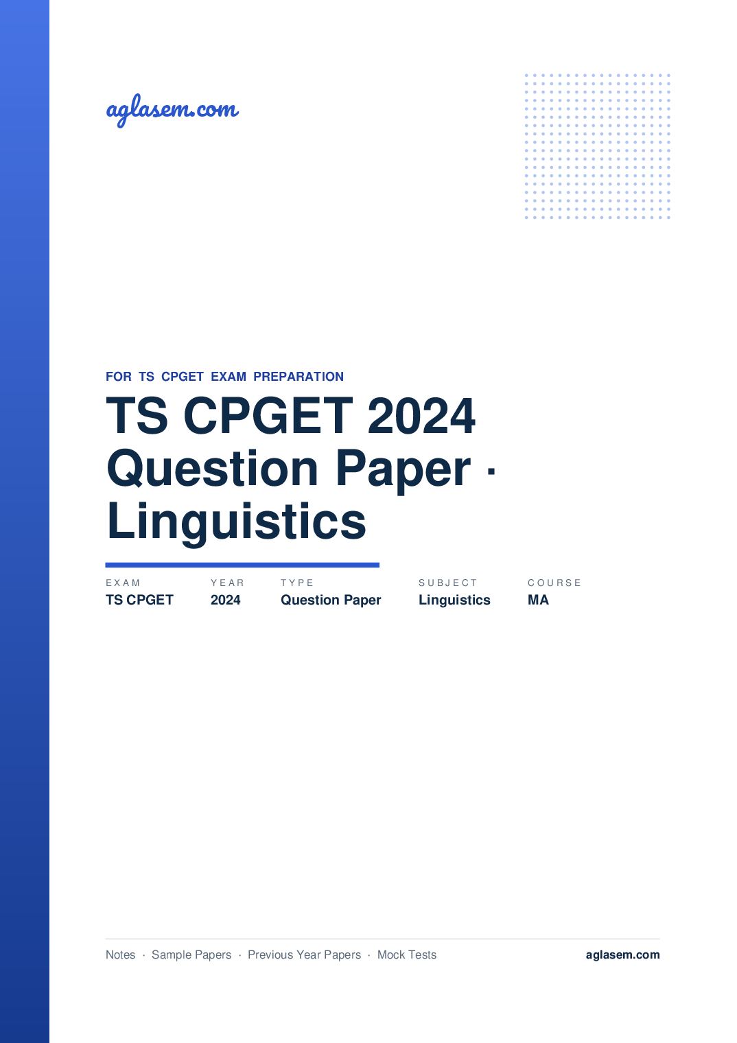 TS CPGET 2024 Question Paper MA Linguistics - Page 1 of 54