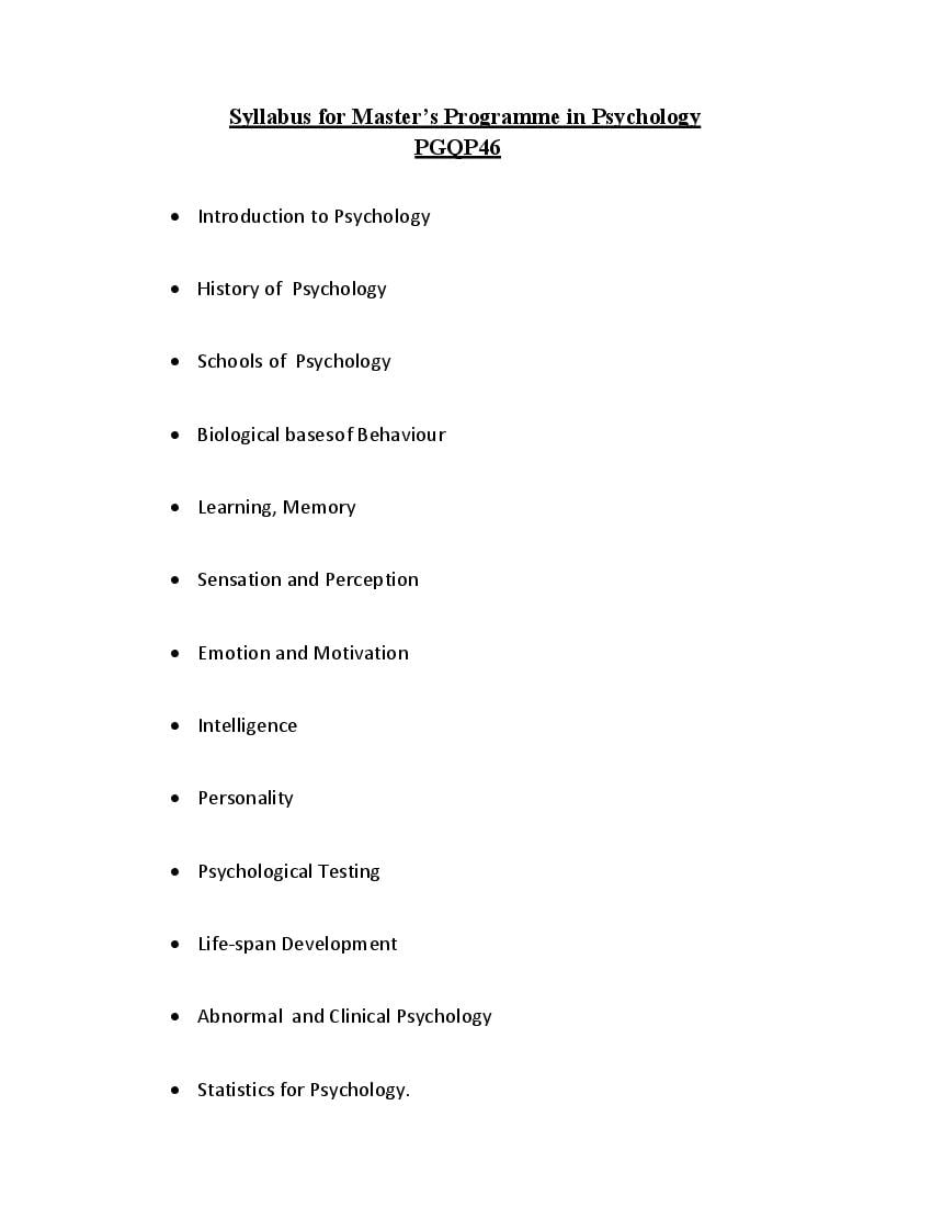 CUET PG 2022 Syllabus PGQP46 Psychology - Page 1