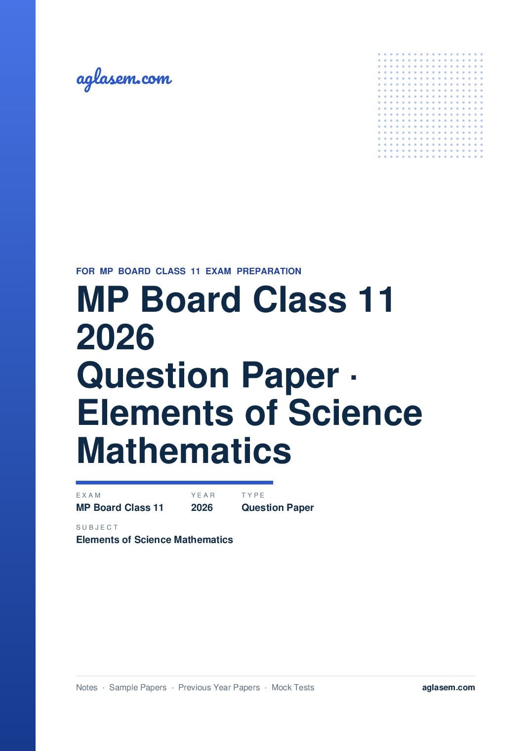 MP Board Class 11 Question Paper 2026 Elements of Science and Mathematics - Page 1 of 9